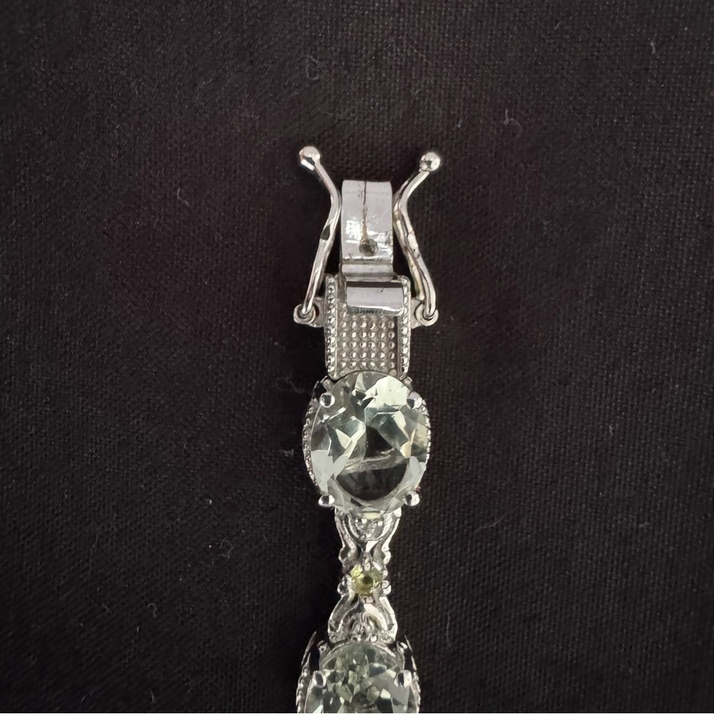 Elegant 925 Sterling Silver Bracelet prasiolite, - Picture 8 of 9